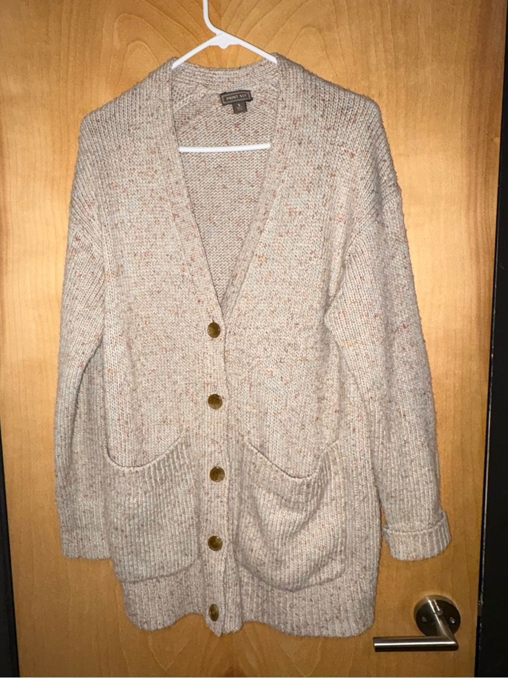 Cozy Ivory Speckled Button-Front Cardigan